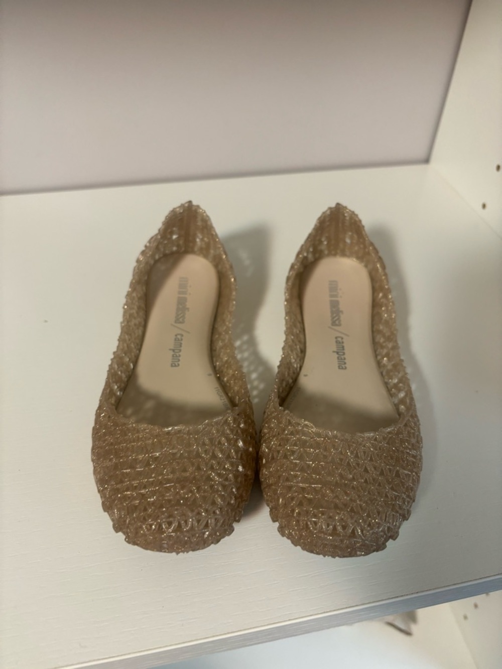 Mini Melissa Nude Glitter Jelly Ballet Flats